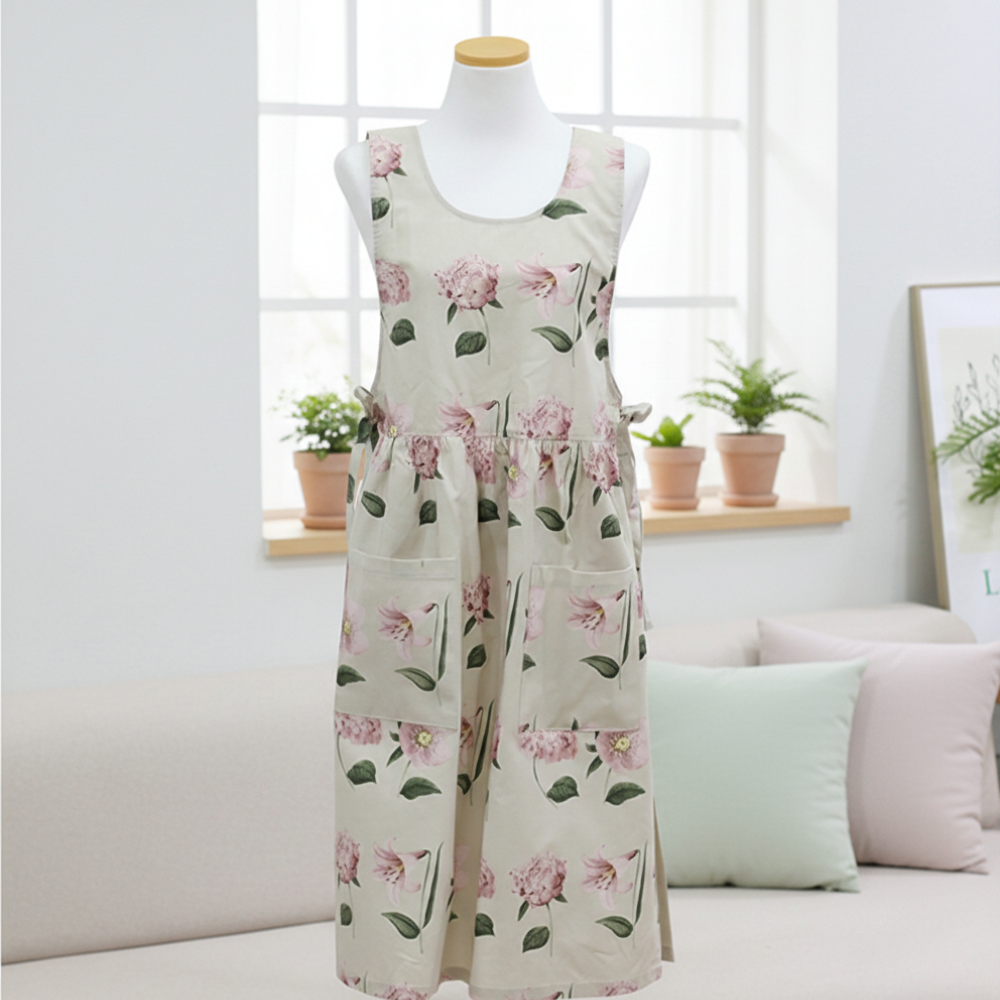 Luna Long Apron Gift Set – NewHome Floral Apron with Message Card