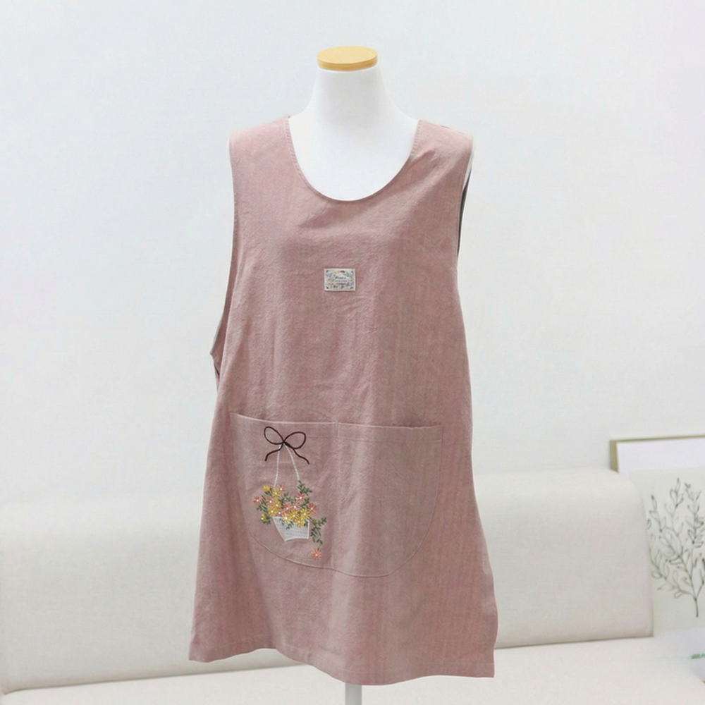 New Home Apron Gift – Floral Embroidered Kitchen Apron with Message Card