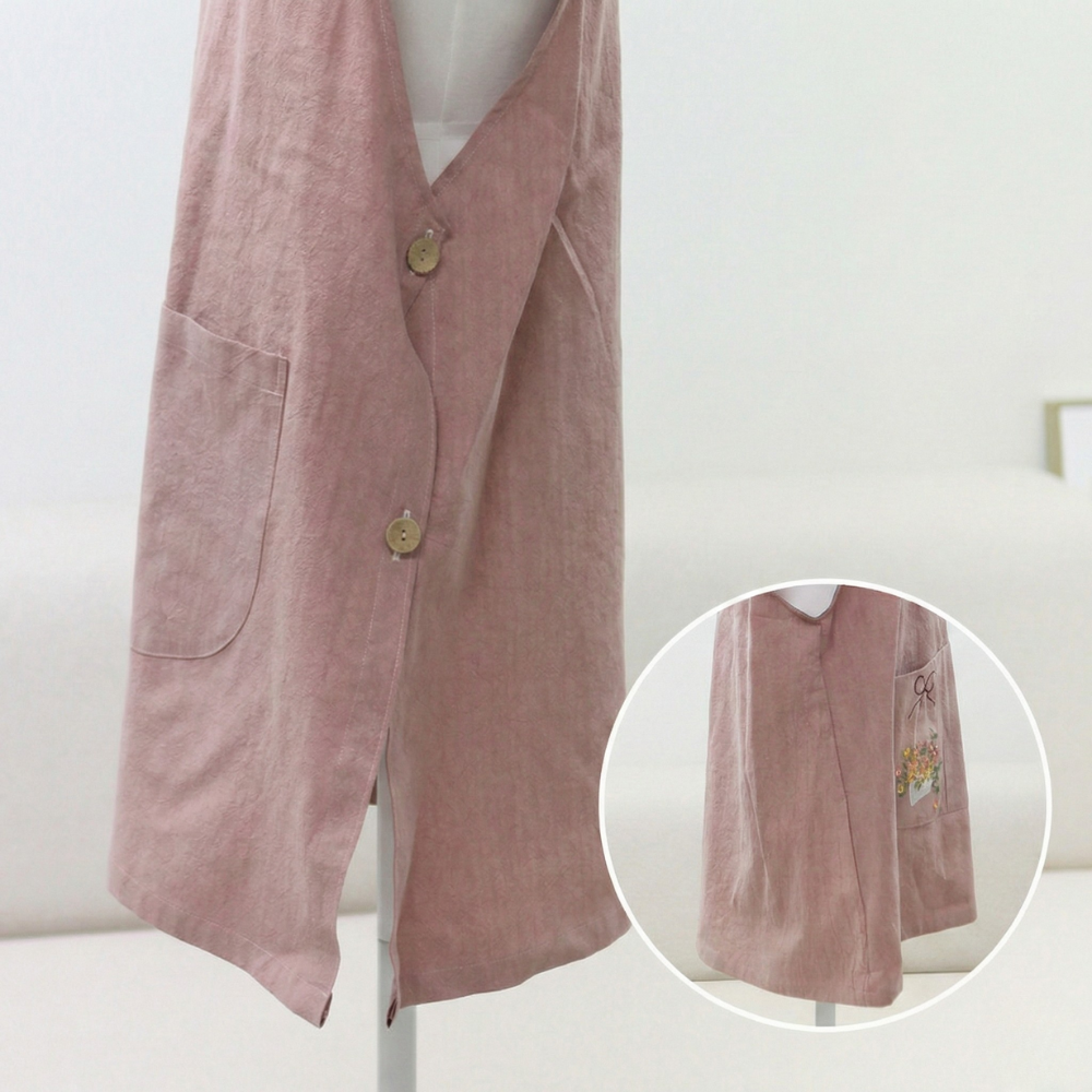 New Home Apron Gift – Floral Embroidered Kitchen Apron with Message Card