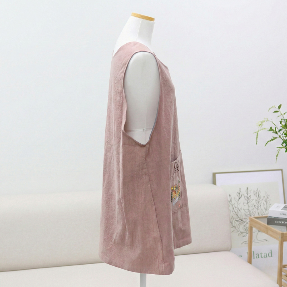 New Home Apron Gift – Floral Embroidered Kitchen Apron with Message Card