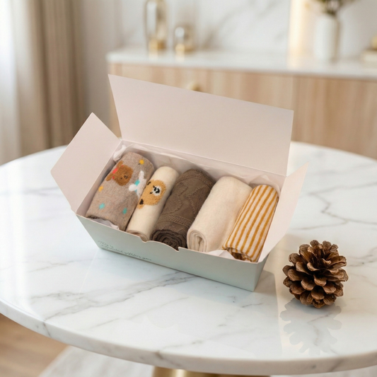 Birthday Socks Gift Set – Women’s Cozy Bear Socks 5 Pairs with Message Card